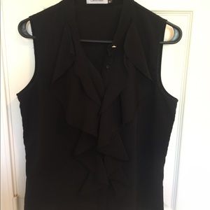 Calvin Klein button front ruffle blouse size small